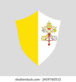 Vatican City Flag in Shield Shape Frame