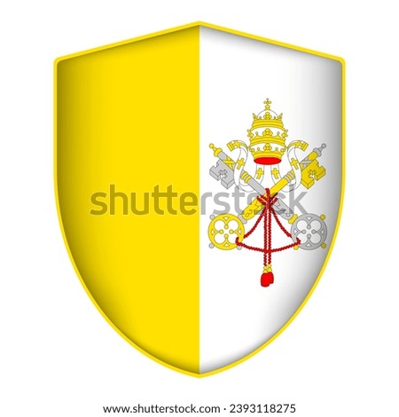 Vatican City flag in shield shape. Vector illustration.