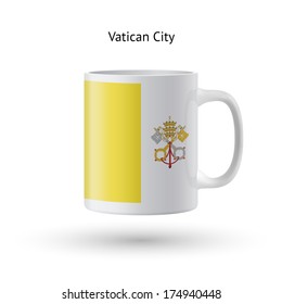 Vatican City flag souvenir mug isolated on white background. Vector illustration.