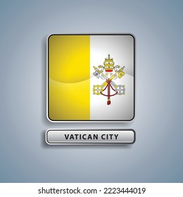 Vatican City flag square button vector illustration