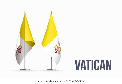 Vatican City flag state symbol isolated on background national banner. Greeting card National Independence Day of the Vatican City State. Illustration banner with realistic state flag.