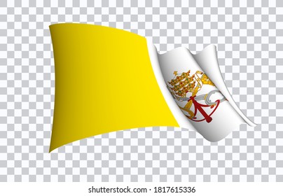 Vatican City flag state symbol isolated on background national banner. Greeting card National Independence Day of the Vatican City State. Illustration banner with realistic state flag.