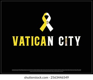 VATICAN CITY flag Typography with ribbon flag on a white background, Vector design of VATICAN CITY flag typography, Flag of Vatican City, National Day Design, VATICAN CITY Day design