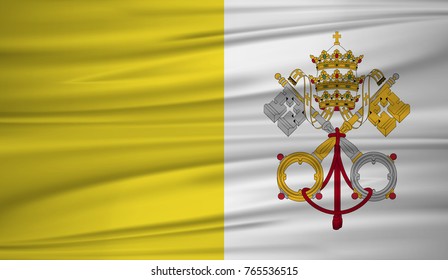 Vatican City flag vector. Vector flag of Vatican City blowig in the wind. EPS 10.