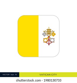 Vatican City Flag Vector Stock Illustration Design Template. Rounded Square Shape.