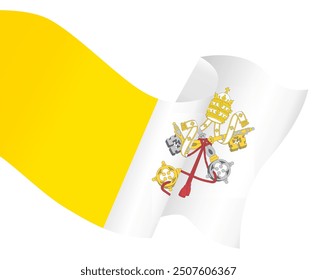 Vatican City flag  wave isolated on png or transparent background vector illustration.