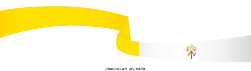Onda de bandera de la Ciudad del Vaticano aislada en png o Ilustración vectorial de fondo transparente.
