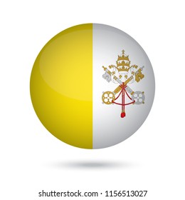 Vatican City glossy round button. Vector Illustration EPS10.