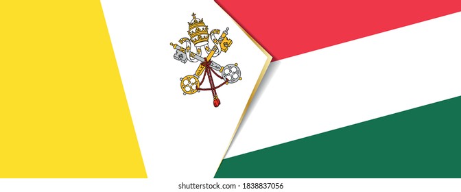 Vatican City and Hungary flags, two vector flags symbol of relationship or confrontation.