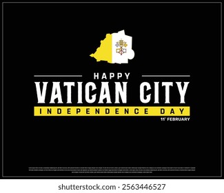 VATICAN CITY Independence Day vector design on a black background, Typographic Design of VATICAN CITY Independence Day with map, VATICAN CITY white typography, Vatican City national day Design