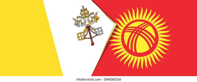 Vatican City and Kyrgyzstan flags, two vector flags symbol of relationship or confrontation.