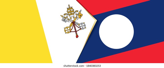 Banderas de la Ciudad del Vaticano y Laos, dos banderas vectoriales símbolo de relación o enfrentamiento.