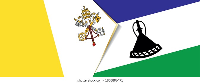 Banderas de la Ciudad del Vaticano y Lesoto, dos banderas vectoriales símbolo de relación o enfrentamiento.