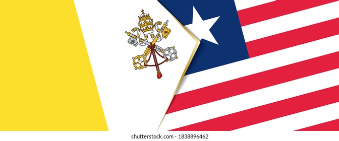 Vatican City and Liberia flags, two vector flags symbol of relationship or confrontation.