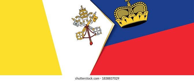Vatikanstadt und Liechtenstein Flaggen, zwei Vektorfahnen Symbol für Beziehung oder Konfrontation.