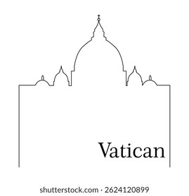 Vatican City Line Art Illustration.