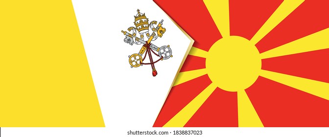 Vatican City and Macedonia flags, two vector flags symbol of relationship or confrontation.
