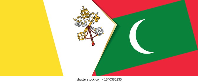 Vatican City and Maldives flags, two vector flags symbol of relationship or confrontation.