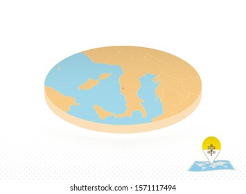 Vatican City map designed in isometric style, orange circle map of Vatican City for web, infographic and more.