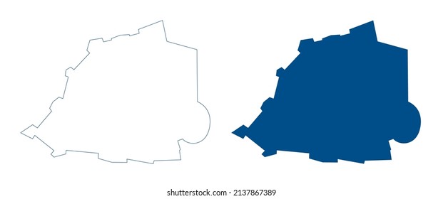 Vatican City map. Detailed blue outline and silhouette. Set of vector maps. All isolated on white background. Template for design.