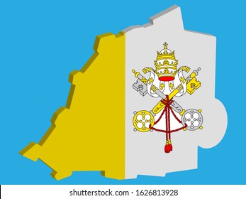 Vatican City Map Flag Vector 3D