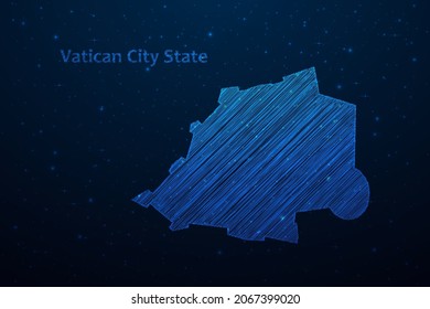 Vatican City map hand drawn scribble sketch.Vector map in futuristic style on dark blue space background. Vector illustration.