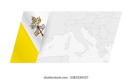 Mapa de la Ciudad del Vaticano en estilo moderno con bandera de la Ciudad del Vaticano en el lado izquierdo. Ilustración vectorial de un mapa.