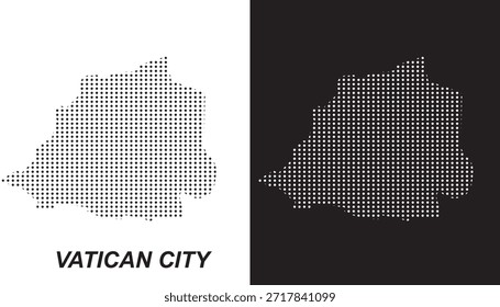 Vector del Mapa de la Ciudad del Vaticano, Sur de Europa Estado de la ciudad Patrón punteado Formas en blanco y negro, Plantilla de infografía de la Ciudad del Vaticano, EPS Editable Geografía de la Ciudad del Vaticano