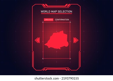 Vatican City Map - World Map International vector template with Red Color in perspective style and HUD, GUI, UI interface isolated on black background for design - Vector illustration eps 10