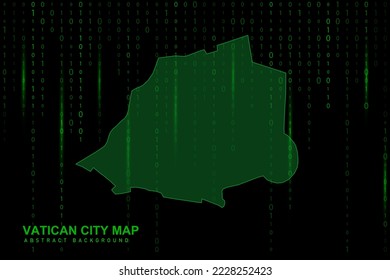 Vatican City Map - World Map International vector template with Matrix green binary computer code background including light for design, website, hacker concept - Vector illustration eps 10