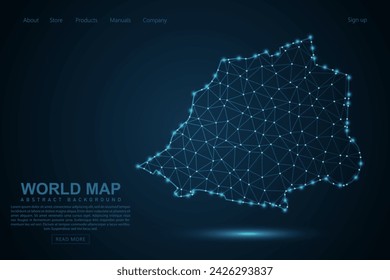 Mapa de la Ciudad del Vaticano - Mapa Mundial de la línea de masa y escalas de puntos en el fondo azul de la tecnología. Línea de red poligonal de malla 3D de marco de alambre, esfera de diseño, punto y estructura - Ilustración vectorial eps 10