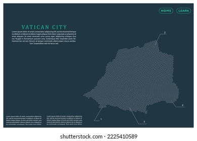 Vatican City Map - World map vector template with Grey dots, grid, grunge, halftone style isolated on green background for education, infographic, design, website, banner - Vector illustration eps 10