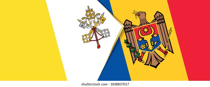 Banderas de la Ciudad del Vaticano y Moldavia, dos banderas vectoriales símbolo de relación o enfrentamiento.