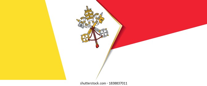 Banderas de la Ciudad del Vaticano y Mónaco, dos banderas vectoriales símbolo de relación o enfrentamiento.