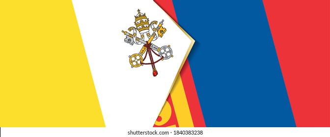 Vatikanstadt und Mongolei, zwei Vektorfahnen Symbol für Beziehung oder Konfrontation.