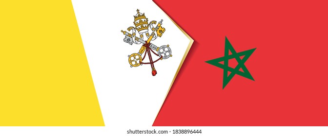 Vatican City and Morocco flags, two vector flags symbol of relationship or confrontation.
