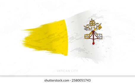 Vatican City National Flag with Textured Brush Strokes. Artistic Brush Stroke Design.