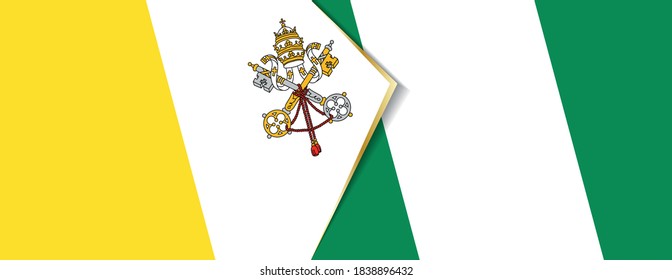 Vatican City and Nigeria flags, two vector flags symbol of relationship or confrontation.