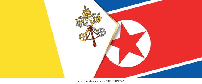 Vatican City and North Korea flags, two vector flags symbol of relationship or confrontation.