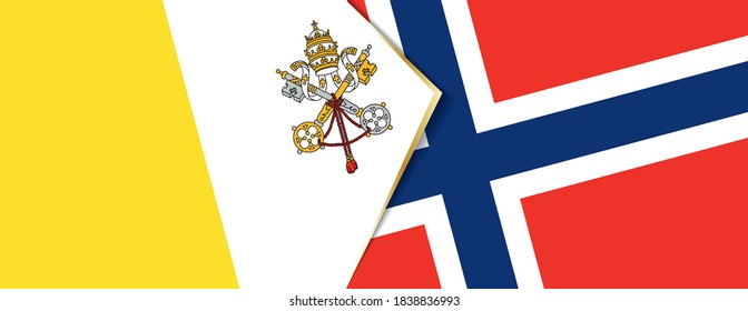 Vatican City and Norway flags, two vector flags symbol of relationship or confrontation.