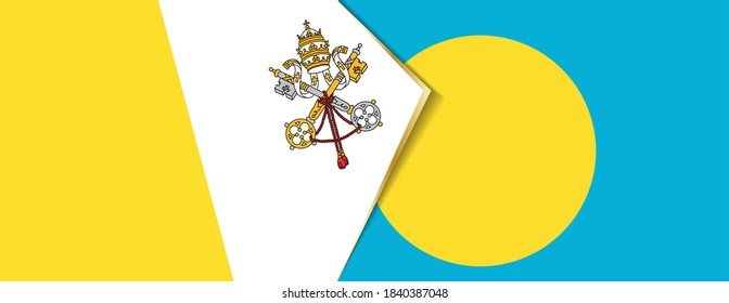 Vatikanstadt und Palau Flaggen, zwei Vektorfahnen Symbol der Beziehung oder Konfrontation.