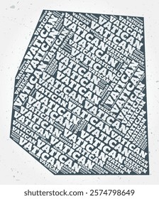 Vatican City regions word cloud. Country shape on textured background. Vatican City design in typographic style. Classy vector illustration.