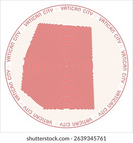 Vatican City round logo design. Country shape build of rings. Vatican City text around the country. Vector Illustration.