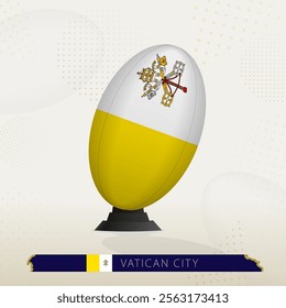 Vatican City Rugby Ball on Rugby Kicking Tees with Modern Design. Illustration perfect for sports, national pride, and rugby-related projects.