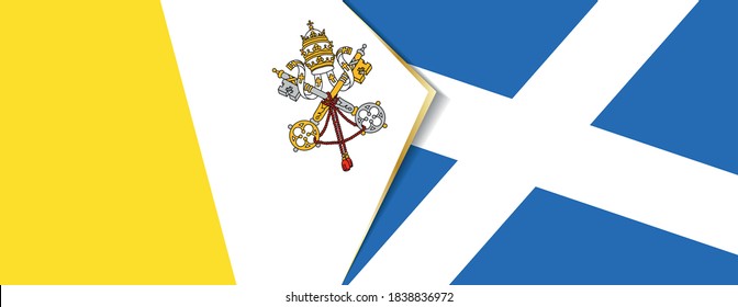 Vatican City and Scotland flags, two vector flags symbol of relationship or confrontation.