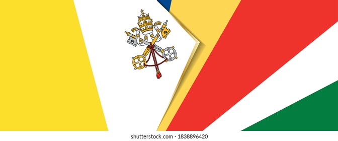 Vatican City and Seychelles flags, two vector flags symbol of relationship or confrontation.