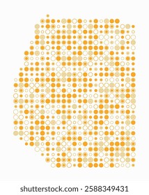 Vatican City, shape of the country built of colored cells. Digital style map of the Vatican City on a white background. Large size circle blocks. Modern vector illustration.