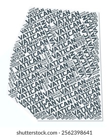 Vatican City shape text cloud. Country border with shadow on white background. Vatican City with regions division in vintage gazette style. Stylish vector illustration.