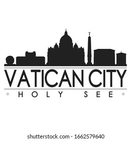 Vatican City Skyline Silhouette City. Cityscape Design Vector. Famous Monuments Tourism.