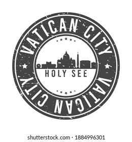 Vatican City Skyline Stamp. Round Postmark Icon City Design. Vector Landmark Travel Badge.